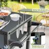 3-Shelf Outdoor Grill Table, Grill Cart with Wheels, Outdoor Pizza Oven Table and Food Prep Table, Blackstone Table with Propane Tank Hook