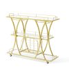 VEVOR 3 Tiers Gold Metal Bar Serving Cart with Wine Rack Glass Holder 180 LBS