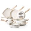 19 Piece Pots and Pans Set Granite Nonstick Kitchen Cookware Induction White