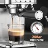 KOIOS Espresso Machines, 20 Bar Semi-Automatic Espresso Maker with Foaming Steam Wand, 1200W Stainless Steel Espresso Coffee Maker for home