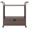 Bar Cart with Drawer Brown 39.4"x17.7"x38.2" Poly Rattan