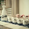 5 Piece Japanese Sake Set Handmade Ceramic Wine Cup Home Decor Sake Cup, Lotus