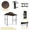 Outdoor Grill Gazebo 8 x 5 Ft, Shelter Tent, Double Tier Soft Top Canopy and Steel Frame with hook and Bar Counters, -Brown