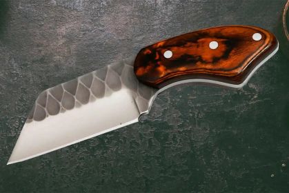 LAVIS | Skinner | High Carbon Steel Blade | Beautiful Hammer Mark | Wooden Hanlde (Handle: Pakkawood)