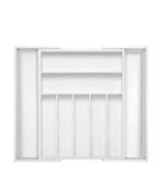 Adjustable Expandable Kitchen Utensils Drawer Organizer  For Bamboo Flatware Organizer (Color: White)