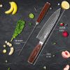 Kegani 8 Inch Damascus Chef Knife 67 Layers 10Cr15CoMoV Japanese Knife Hammered Texture Damascus Knife - FullTang Wood Handle Chefs Knife With Gift Bo